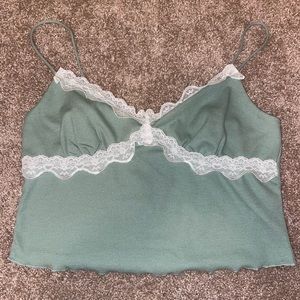 Brand New Shein Sage Green Lace Tank Top - Size L/8-10